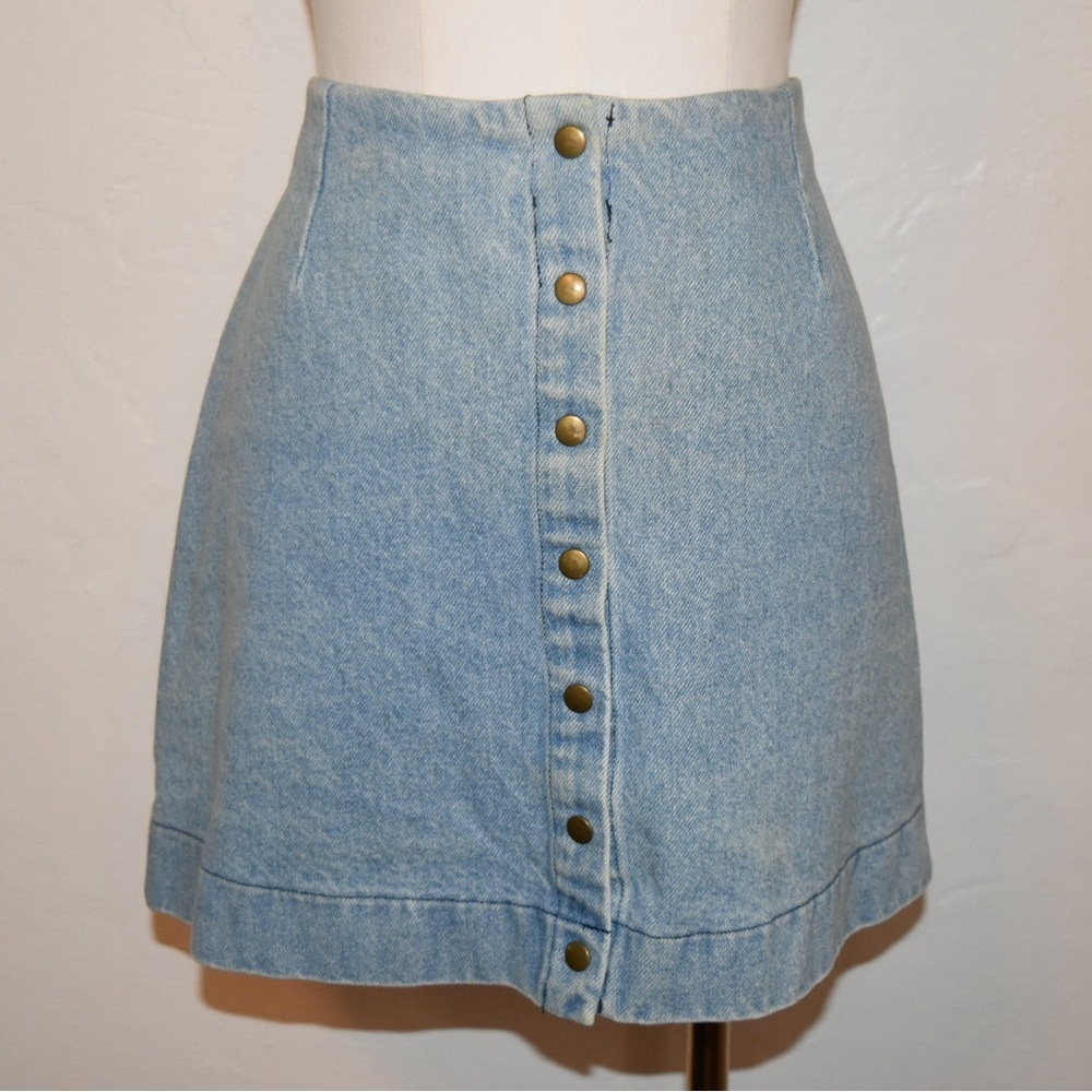 Reformation Lulu denim mini skirt button down front western cowboy size 6